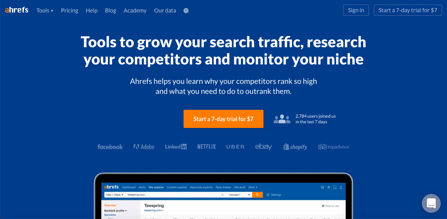 saas homepage