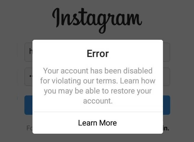 how to recover disabled instagram account