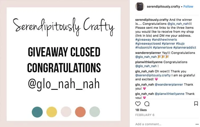 winner loop giveaway on instagram