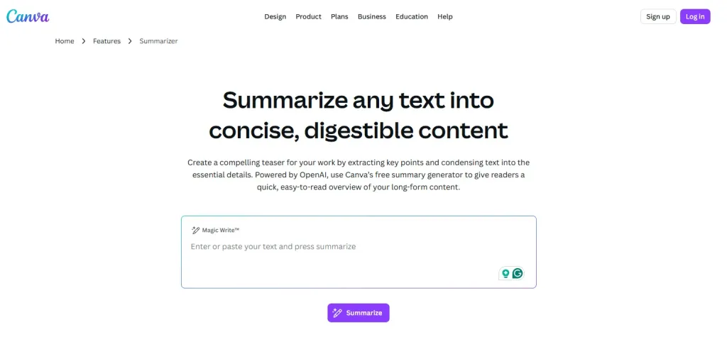 Canva Auto Summarize